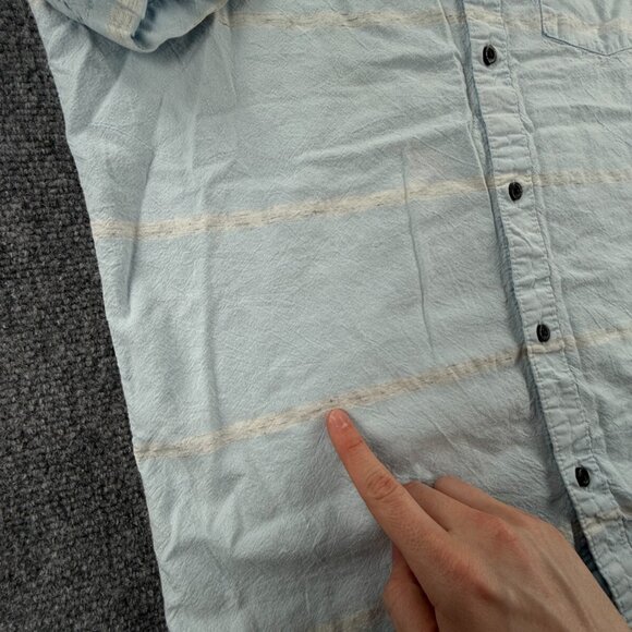 Quiksilver Button Up Shirt Short Sleeve Men Surf Blue Striped Medium Beach ** - Picture 15 of 16